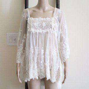 Embroidered Sheer Top-Bust 34 main image 1